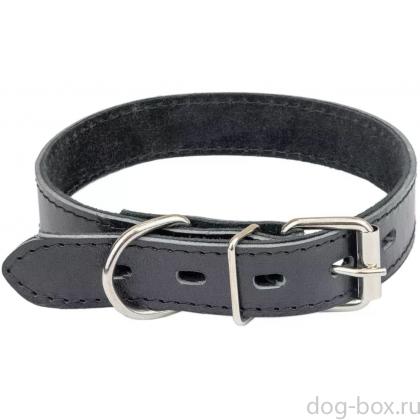 Ошейник кожаный черный, 2 слоя, с подкладкой, 25мм, 29-39см-0