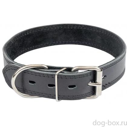 Ошейник кожаный черный, 2 слоя, с подкладкой, 35мм, 41-51см-0