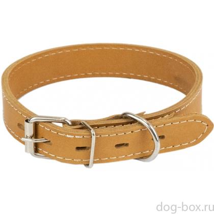 Ошейник кожаный бежевый "Бэйз" 2 слоя, 25мм, 29-39см-0