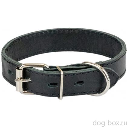 Ошейник кожаный черный "Бэйз" 2 слоя, 25мм, 29-39см-0