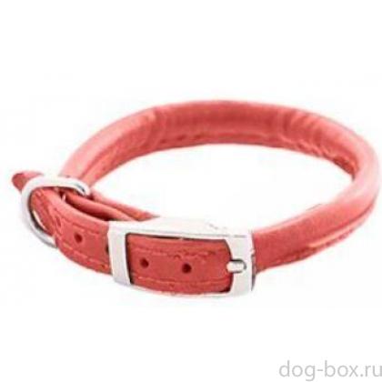 Ошейник кожаный круглый "Поньч" розовый, 5мм,  22-26см-0