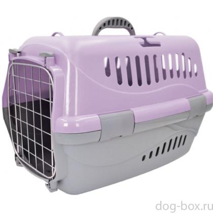 Переноска для животных "Турне" с металлической дверцей, 48*32*32см, фиолетовая-0