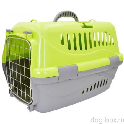 Переноска для животных "Турне" с металлической дверцей, 48*32*32см, зеленая-0
