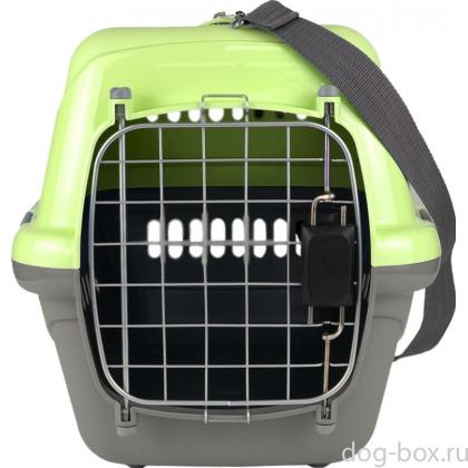 Зооэкспресс Переноска для животных "Турне" M АВИА с металлической дверцей (коврик+ремень), 54,5*36*34см, зеленая-0