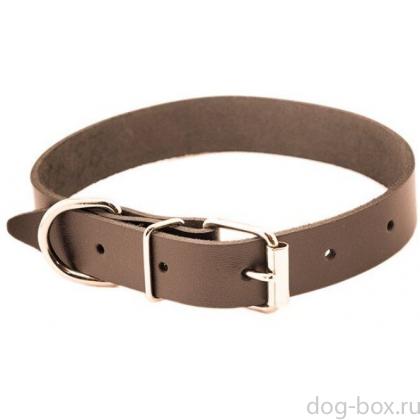 Ошейник кожаный коричневый "Лайт" 20мм, 30-40см-0