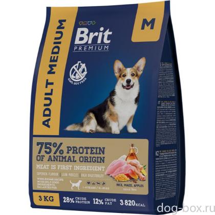 Сухой корм премиум класса с курицей для взрослых собак средних пород (10–25 кг)-0