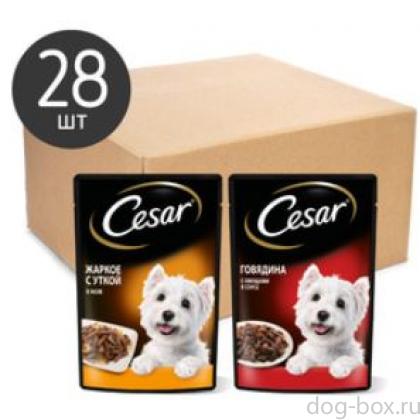 Набор паучей для собак, два вкуса (паучи "желе" 14шт*85г и паучи "ломтики в соусе" 14шт*85г)-0