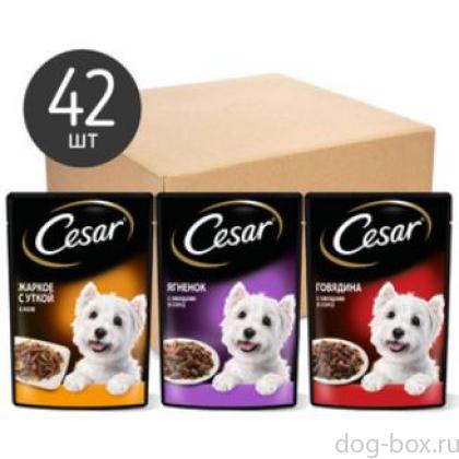 Набор паучей для собак, три вкуса (паучи "желе" 14шт*85г и паучи "ломтики в соусе" 28шт*85г)-0