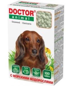 Мультивитаминное лакомство Doctor Animal с морскими водорослями, для собак, 100 таблеток