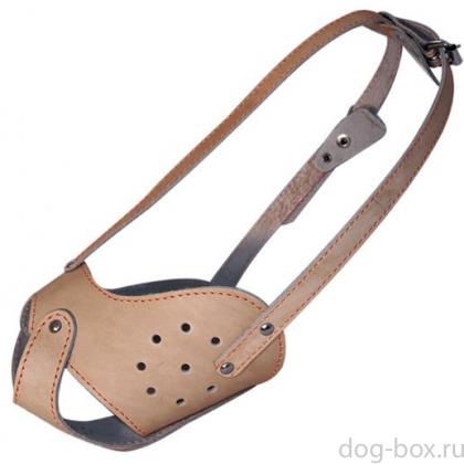 Намордник кожаный с перемычкой "Бультерьер", 16*7*11см-0