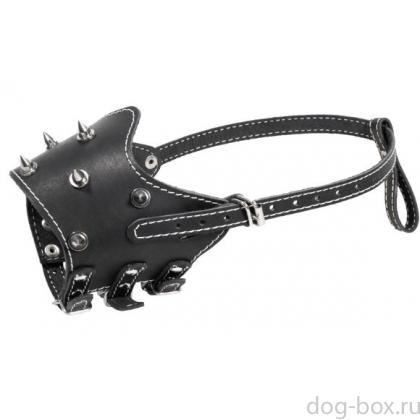 Намордник кожаный с шипами XL, 12*12*13см-0