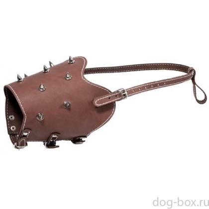 Намордник кожаный с шипами 2XL, 17*16*14см-0