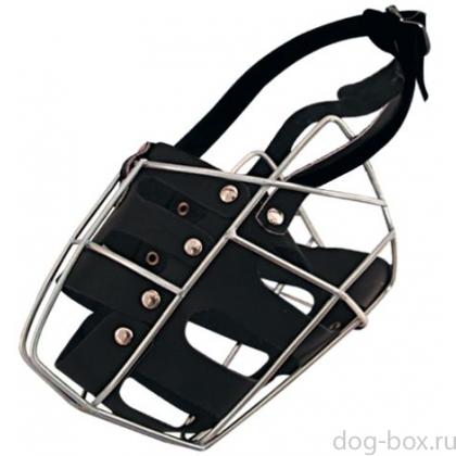 Намордник металлический №4 "Овчарка-сука" с кожаным вкладышем, 17*11*13,5см-0