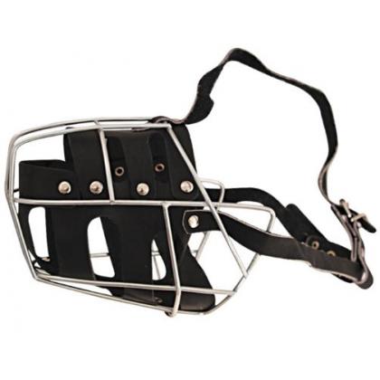 Намордник металлический №4 "Овчарка-сука" с кожаным вкладышем, 17*11*13,5см-1