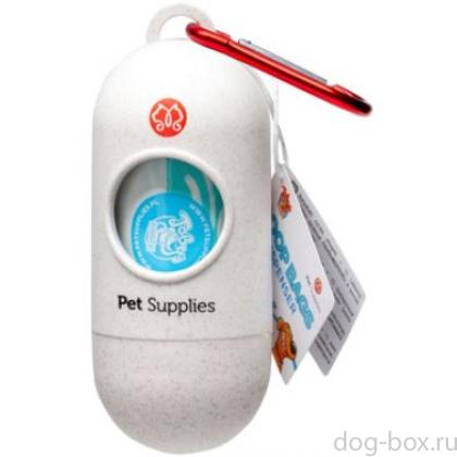 Диспенсер для пакетов для уборки за питомцем, с карабином + 15 пакетов с ароматом зеленого чая-0