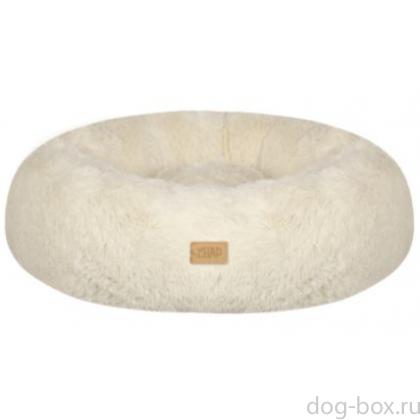 Плюшевая лежанка-пуфик "Пируж", молочный, 60х60х23см-0