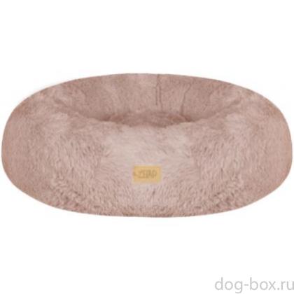 Плюшевая лежанка-пуфик "Аверон", мокко, 80х80х25см-0