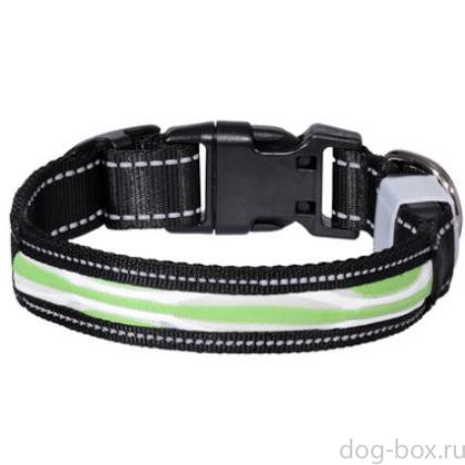 Светодиодный ошейник "Фэйм", зелёный, размер S, 2,5x40см-0
