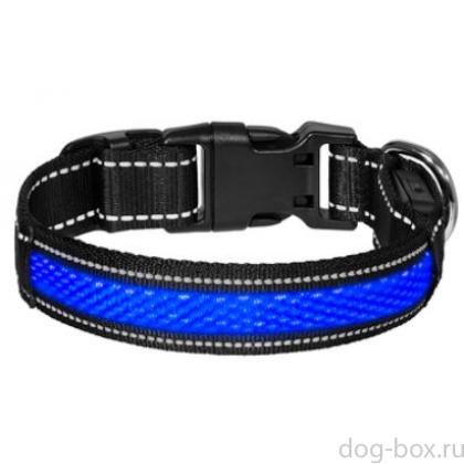 Светодиодный ошейник "Лаки", синий, размер S, 2,5x40см-0