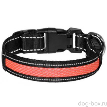 Светодиодный ошейник "Лаки", оранжевый, размер S, 2,5x40см-0