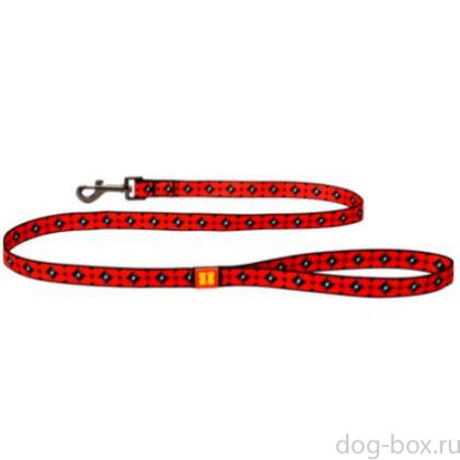 Поводок "Моби", 20 мм, 1.2 м, с рисунком "Красная шотландка"-0