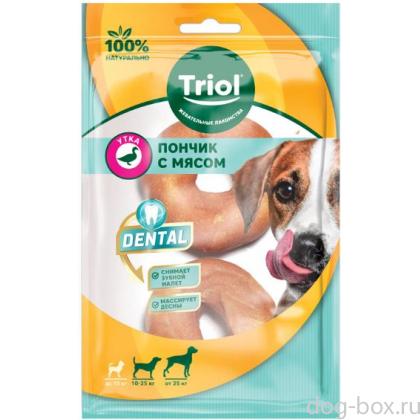 Пончики жевательные для собак DENTAL с мясом утки, 7,5см (уп.2шт.)-0