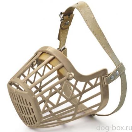 Намордник пластиковый с кожаным ремешком №6, 9*6*14см-0