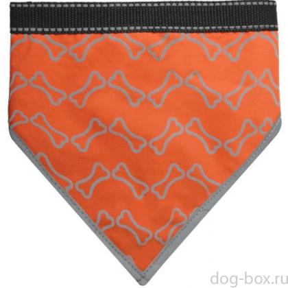 Бандана для собак со светоотражающими элементами "Косточки" M, оранжевая, 31-33см-0