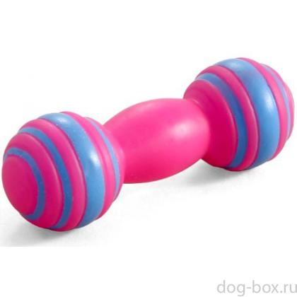 Игрушка для собак из винила "Гантель полосатая", 11см-0