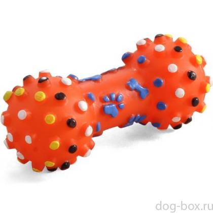 Игрушка для собак из винила "Гантель с шипами", 10,5см-0