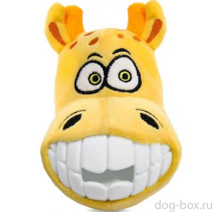 Игрушка для собак мягкая "Зубастый жираф", 14см-0