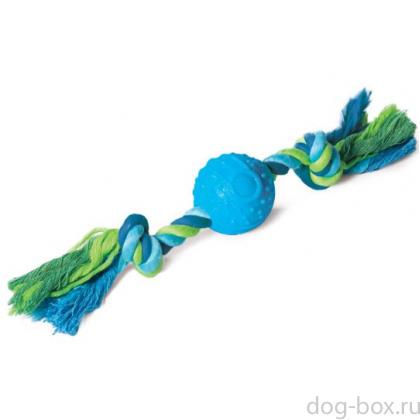 Игрушка для собак из термопластичной резины "Мяч с верёвкой", d5/29см-0