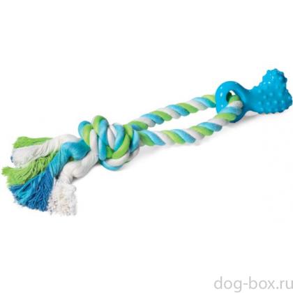 Игрушка для собак из термопластичной резины "Мини-кость с верёвкой", 8/30см-0