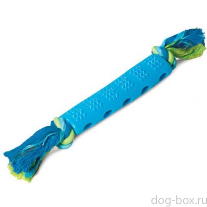Игрушка для собак из термопластичной резины "Палка шипованная с верёвкой", 35см-0