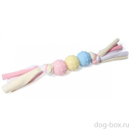 Игрушка для щенков "Три мячика с лентами" из ТПР (серия PUPPY) 22см-0