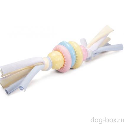 Игрушка для щенков "Три кольца с лентами" из ТПР (серия PUPPY) 4*21,5см-0