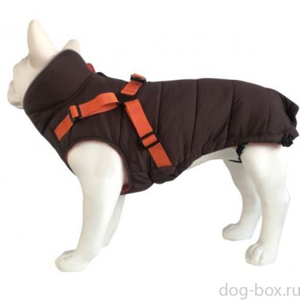 Попона для собак утепленная с шлейкой OUTDOOR Active, коричневая, S (25см)-0