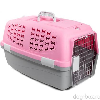 Переноска пластиковая для животных S, 48*30*28см, розовая (3660)-0