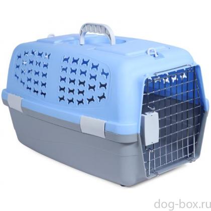 Переноска пластиковая для животных L, 60*39*35см, голубая (3662)-0