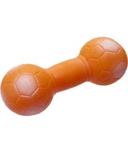 Игрушка для собак "Гантель футбольная малая", оранжевая, 14см, резина