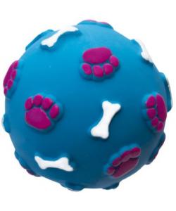 Игрушка для собак, "Мяч с лапками и косточками", голубой, 7см