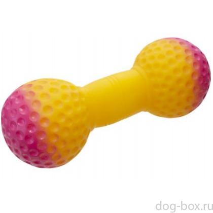 Игрушка для собак "Гантель вафельная малая" желтая, 15см, резина-0