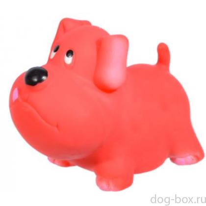 Игрушка для собак "Милый мопс",  красный, 9,5 см-0
