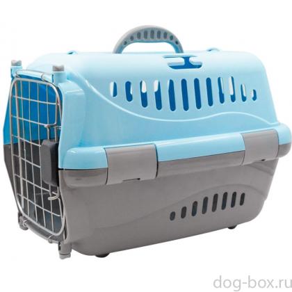 Переноска для животных "Турне" M АВИА с металлической дверцей 48*32*32см, голубая-0