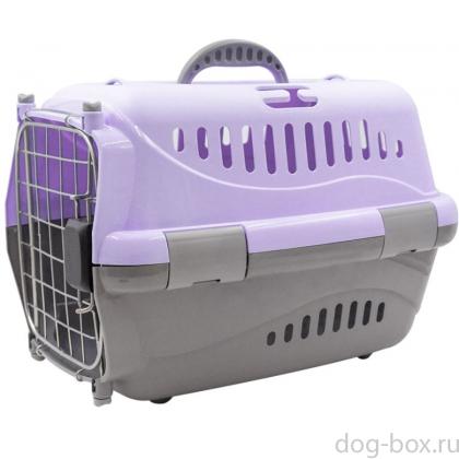 Переноска для животных "Турне" M АВИА с металлической дверцей 48*32*32см, фиолетовая-0