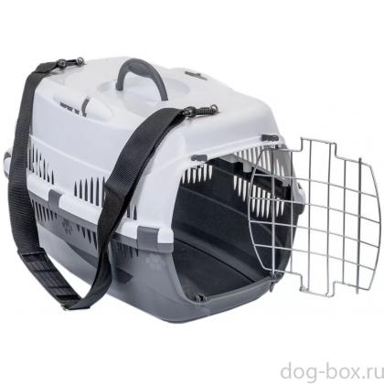 Переноска для животных "Спутник-1" с наплечным ремнем, 43*29*27,5см, темно-серая с белым-0