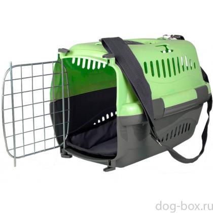Переноска для животных "Турне" с металлической дверцей (коврик+ремень), 42*29*29,5см, зеленая-0