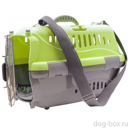 Переноска для животных "Турне" Авиа с металлической дверцей, (коврик+ремень), 42*29*29,5см, зеленая-0