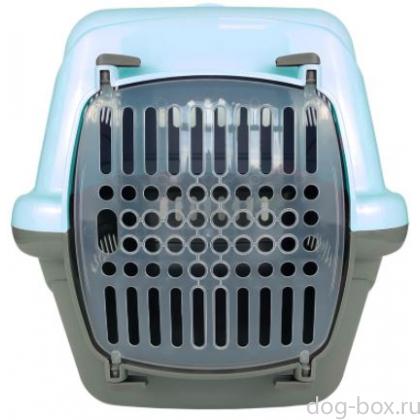 Переноска для животных "Турне" с прозрачной пластиковой дверцей, 54,5*36*34см, голубая-0