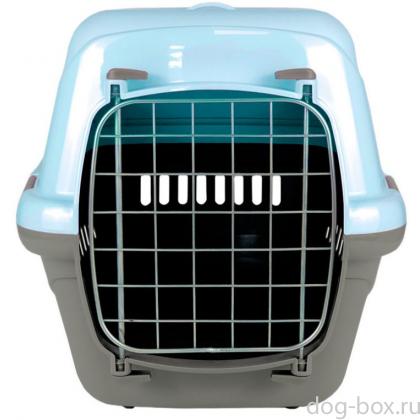 Переноска для животных "Турне" с металлической дверцей, 54,5*36*34см, голубая-0